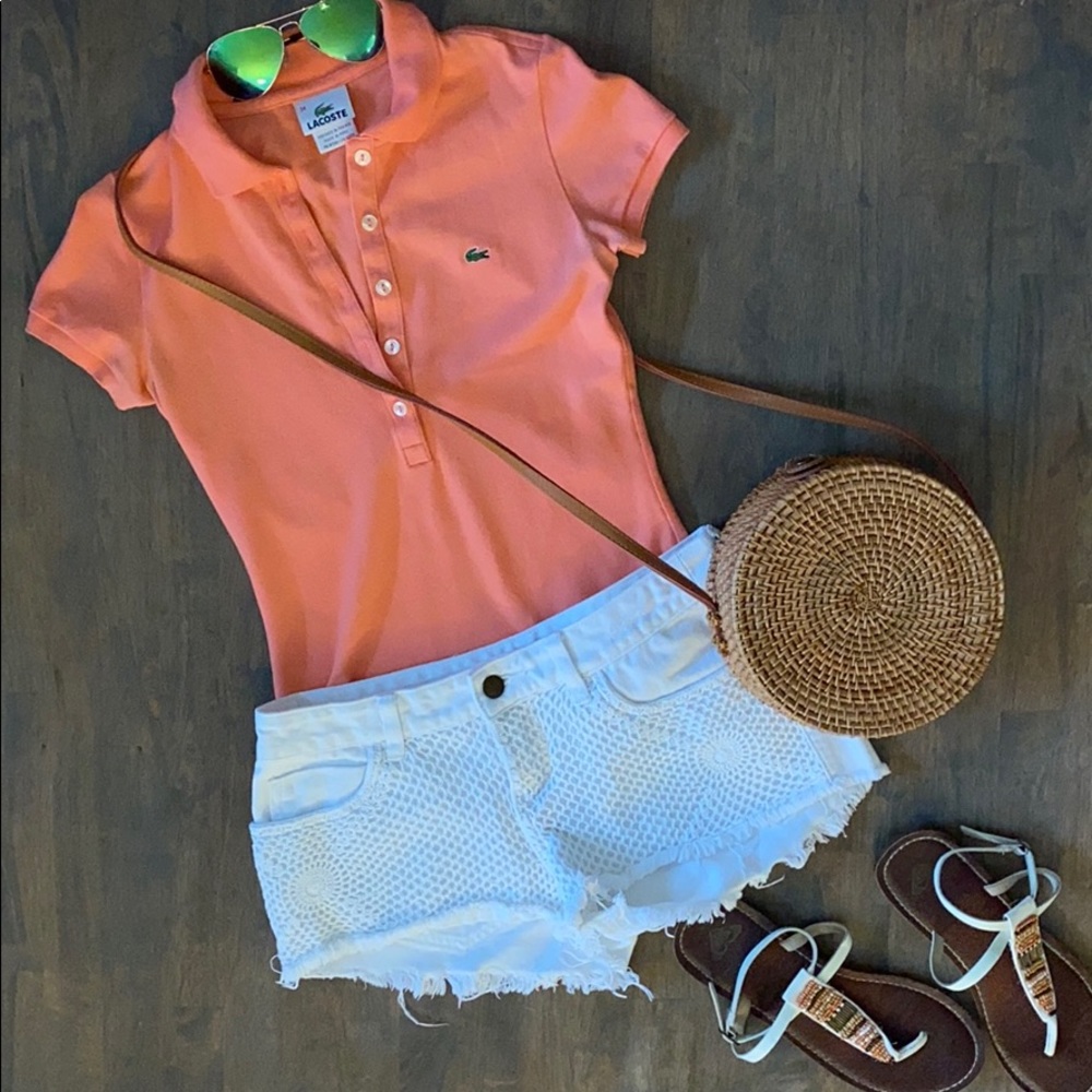 White Embroidered Jean Shorts